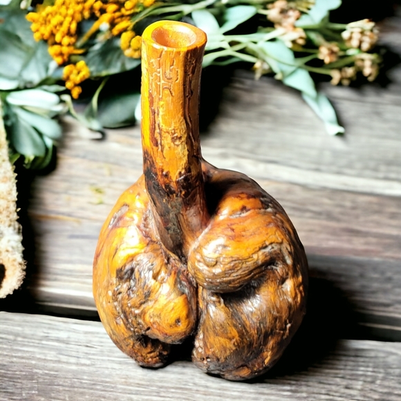 Artisan Carved Wooden Vase | Sculpture - Picture 2 of 9